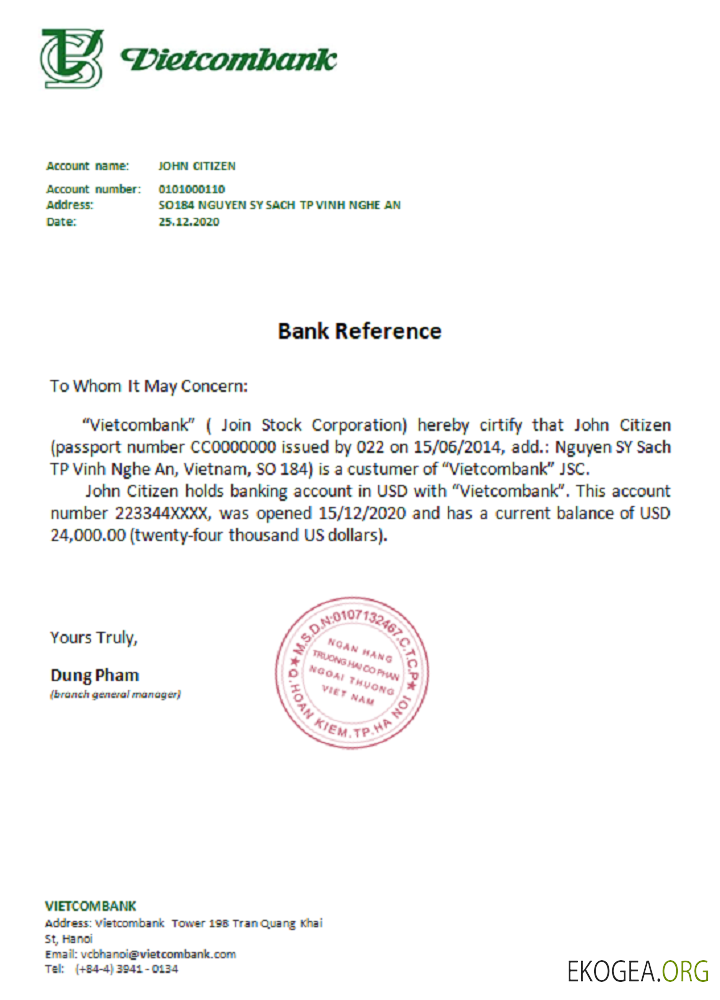 Vietnam , Vietcombank , reference